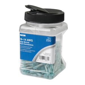 Ancor 16-14 AWG Heat Shrink Butt Connectors, Blue, 250-Pack